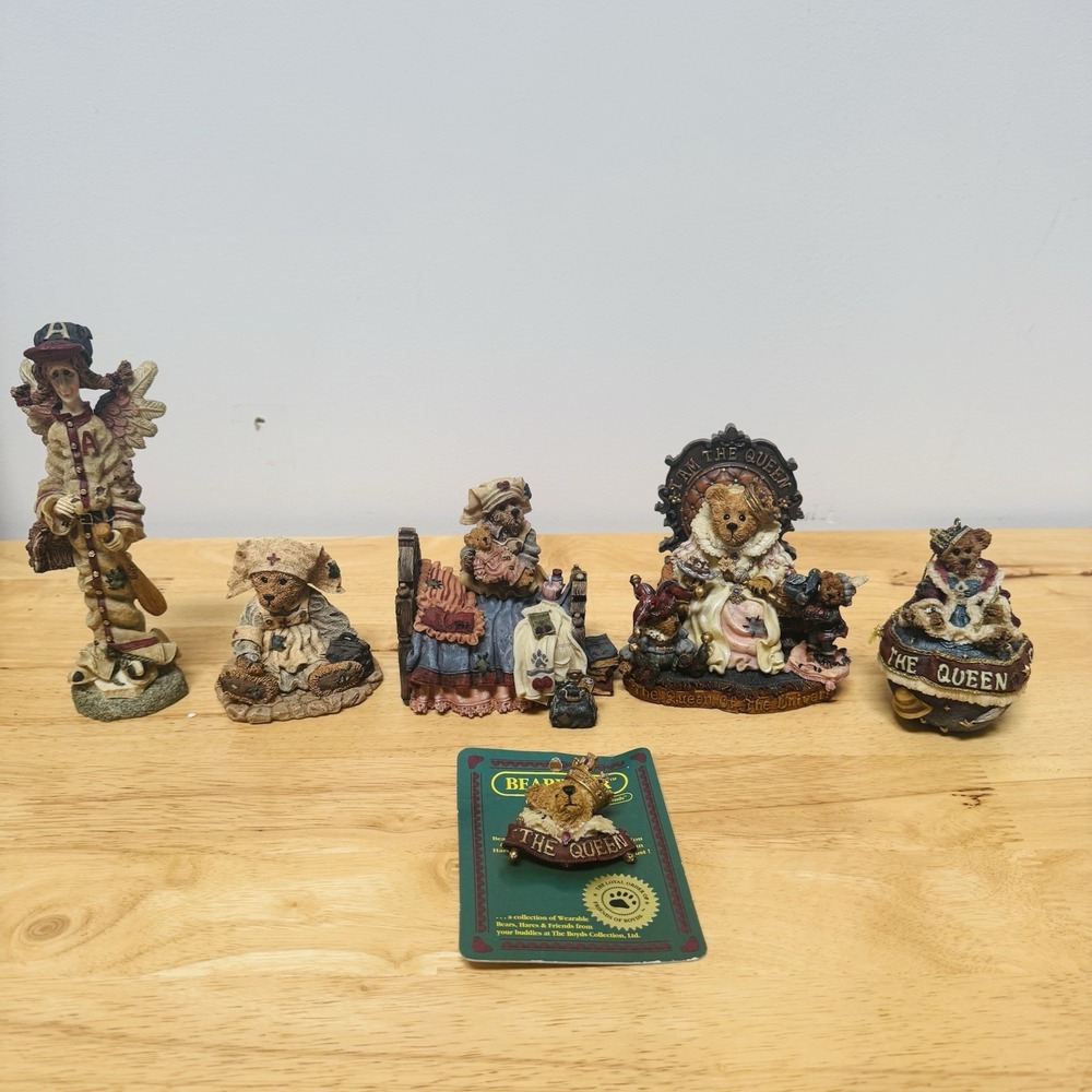 Boyds Bears & Friends Lot of 7 Figurines Queen Nurse Angel Music Box Pin 1990s